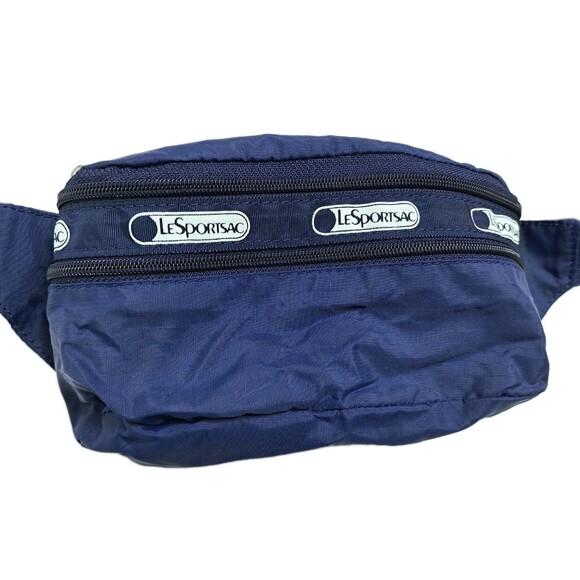 Vintage LeSportSac Belt Bag Fanny Pack 90s Y2K Ripstop Nylon Made USA Blue - Picture 2 of 6